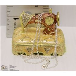 FABERGE SEWING MACHINE TRINKET WITH 925 SILVER