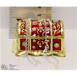 FABERGE TREASURE CHEST WITH 925 STERLING 18 "