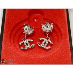 REPLICA CHANEL CUBIC ZIRCONIA EARRINGS, WHITE