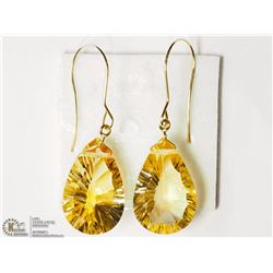 #7-14KT YELLOW GOLD CITRINE(7CT)EARRINGS