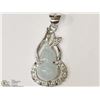 Image 1 : #13-STERLING SILVER JADE CRYSTAL PENDANT