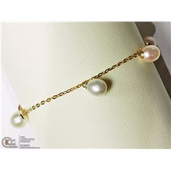 #35-10KT YELLOW GOLD FRESHWATER PEARL BRACELET