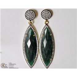 #40-STERLING SILVER GOLD PLATED GREEN AGATE