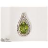 Image 1 : #43-STERLING SILVER PERIDOT DIAMOND PENDANT
