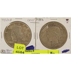 US 1926 & 1935 LIBERTY PEACE DOLLARS