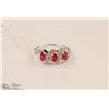 Image 1 : 166-RED RUBY & CZ  RING .925 STERLING SILVER