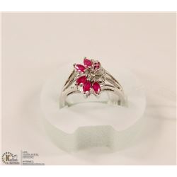 174-RED RUBY  RING .925 STERLING SILVER