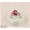 Image 1 : 174-RED RUBY  RING .925 STERLING SILVER
