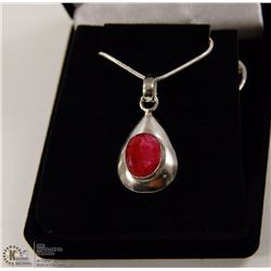 193-RED RUBY PENDANT .925 STERLING SILVER