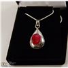 Image 1 : 193-RED RUBY PENDANT .925 STERLING SILVER