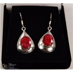 191-RED RUBY EARRINGS .925 STERLING SILVER