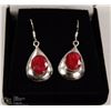 Image 1 : 191-RED RUBY EARRINGS .925 STERLING SILVER