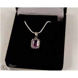 87-GENUINE AMETHYST&CZ .925 STERLING SILVER