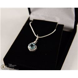 101-GENUINE BLUE TOPAZ CZ .925 STERLING PENDANT