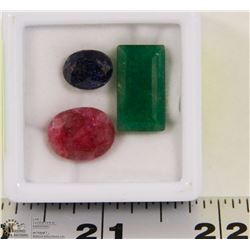 22-NATURAL GREEN EMERALD &RUBY SAPPHIRE