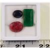 Image 1 : 22-NATURAL GREEN EMERALD &RUBY SAPPHIRE