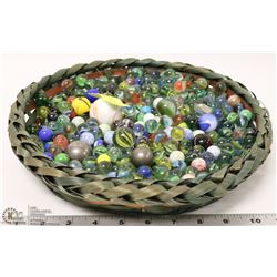 LARGE BASKET OF VINTAGE MARBLES
