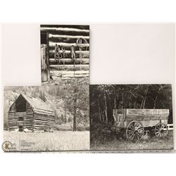 SET OF 3 BLACK & WHITE PHOTOGRAPHED AND HAND