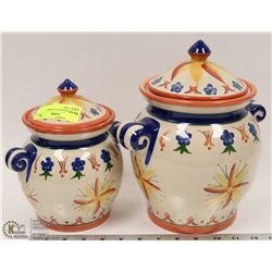 PAIR OF MEXICAN SUNRISE CANISTERS