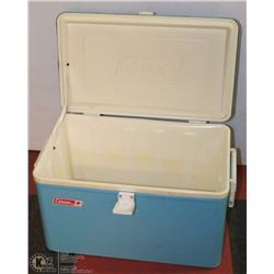 VINTAGE METAL BLUE COLEMAN COOLER