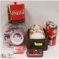 BOX OF COCA-COLA ITEMS INCL 5 COCA-COLA BOWLS,