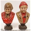 Image 1 : A PAIR OF CLAY OLD MAN AND OLD WOMAN STATUES