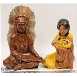 A PAIR OF CLAY NATIVE AMERICAN FIGURINES