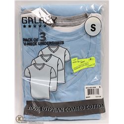 GALAXY 3PACK OF V-NECK UNDERSHIRTS ,SIZE SMALL