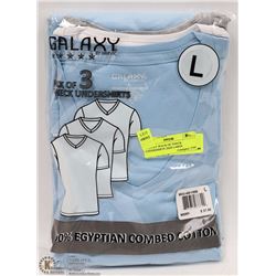 GALAXY 3PACK OF V-NECK UNDERSHIRTS ,SIZE LARGE