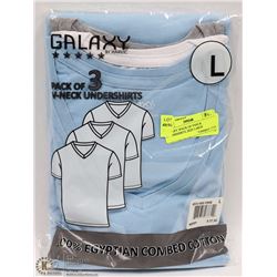 GALAXY 3PACK OF V-NECK UNDERSHIRTS ,SIZE LARGE