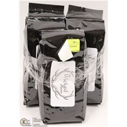 LOT OF  FIVE 1LB WICKED COFFEE BEANS