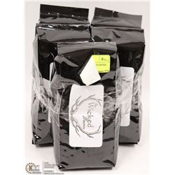 LOT OF  FIVE 1LB WICKED COFFEE BEANS