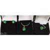 Image 1 : STERLING SILVER EMERALD RING, EARRINGS &