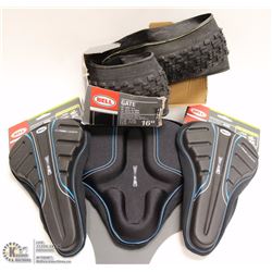 FLAT IF 16" BMX TIRE, 2 INDOOR CYCLING SEAT PADS