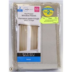 PAIR OF MAINSTAYS ROD POCKET WINDOW PANELS 80"X54"