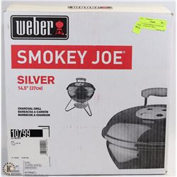 NEW WEBER SMOKEY JOE SILVER 14.5" CHARCOAL GRILL