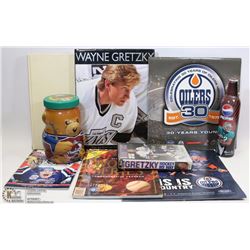 BOX OF ASSORTED COLLECTIBLES INCL WAYNE GRETZKY