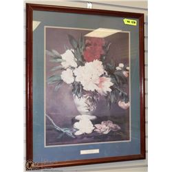 FRAMED BUNCH OF WHITE PEONIES BY EDOUARD MANET