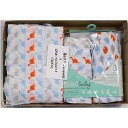 FLAT OF BABY SWADLES & CRIB MATTRESS COVER