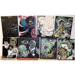 LOT OF 8 ASSORTED CANVAS PAINTINGS AVG SIZE 20X20