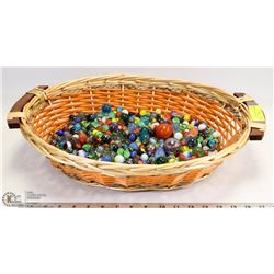 LARGE BASKET OF VINTAGE MARBLES