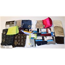 LARGE BOX OF VARIOUS CURTAINS, WINDOW PANELS, SOME