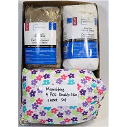 FLAT OF MAINSTAYS BED SKIRT, FITTED SHEET AND 4 PC