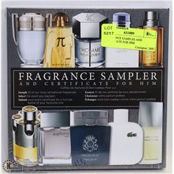 FRAGRANCE SAMPLES AND CERTIFICATE FOR HIM