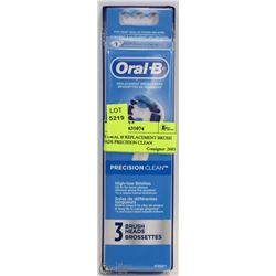 3PK ORAL B REPLACEMENT BRUSH HEADS PRECISION CLEAN