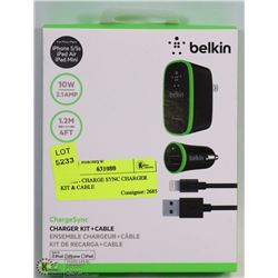 BELKIN CHARGE SYNC CHARGER KIT & CABLE