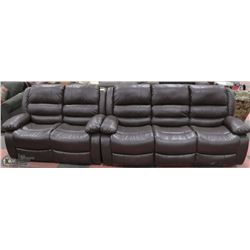 NEW BROWN LEATHERETTE RECLINING SOFA & LOVE SEAT