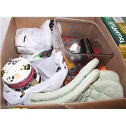 BOX OF MISC. RESTAURANT KITCHEN ITEMS INCL