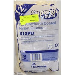 A DOZEN PAIRS POLYURETHANE NYLON COATED GLOVES