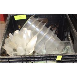CRATE WITH PLASTIC INSERTS, PLASTIC SPOONS AND